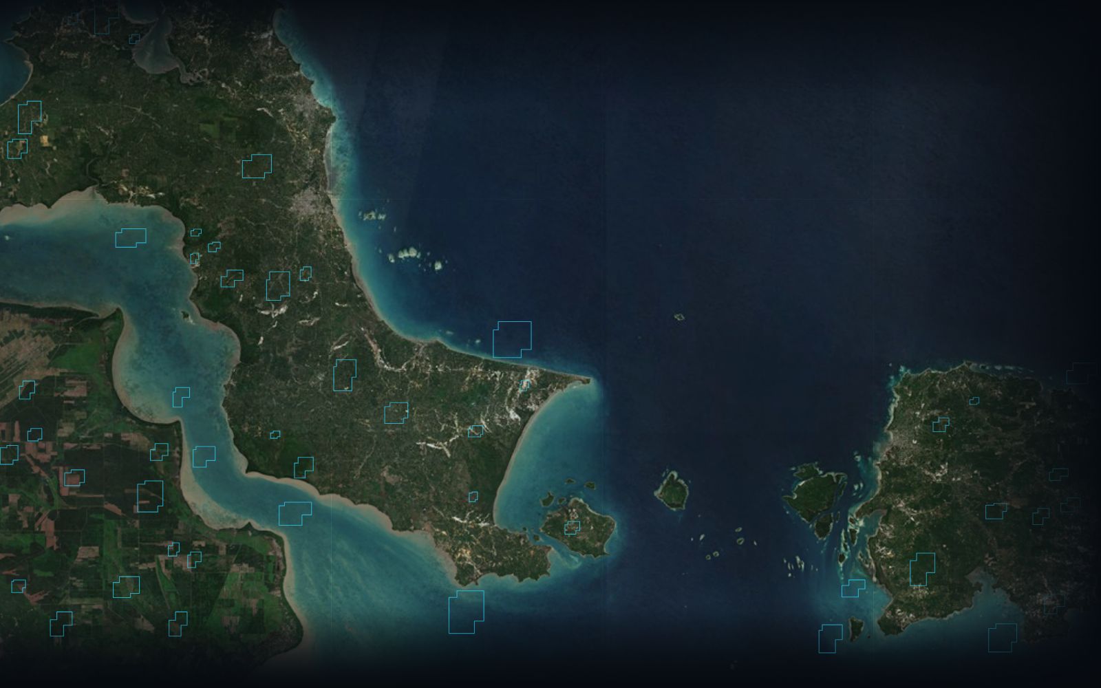 Mosaik satelit Sentinel-2 Bangka Belitung dengan batas 122 WIUP